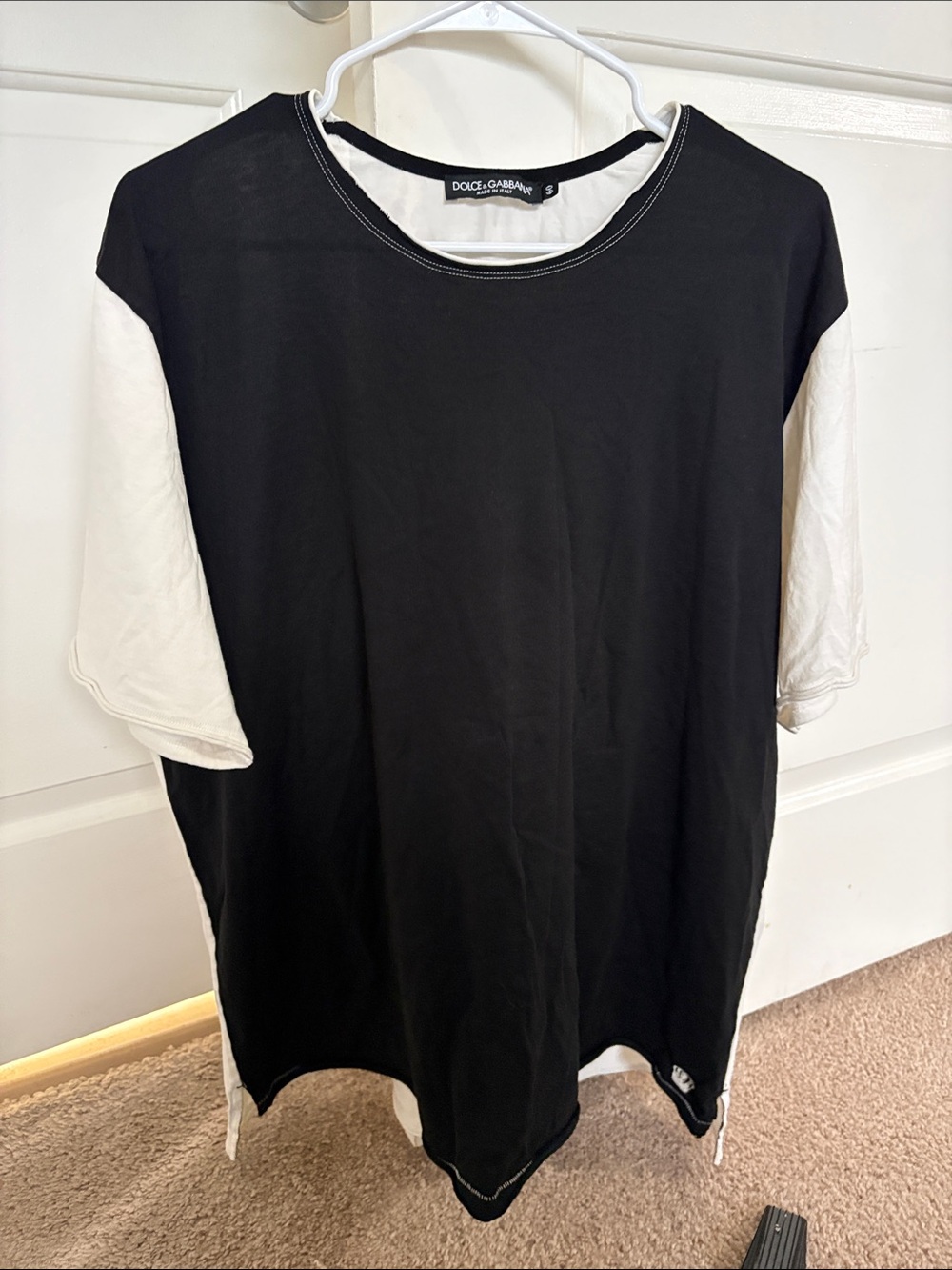 Dolce & Gabbana Black Tee with White Short Sleeves